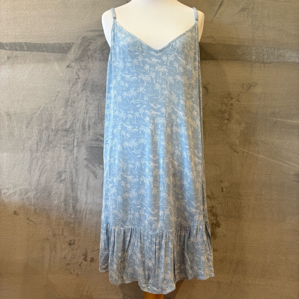 American Eagle Tropical Coastal Beachgirl Flowy Ruffle Dress Sz XL